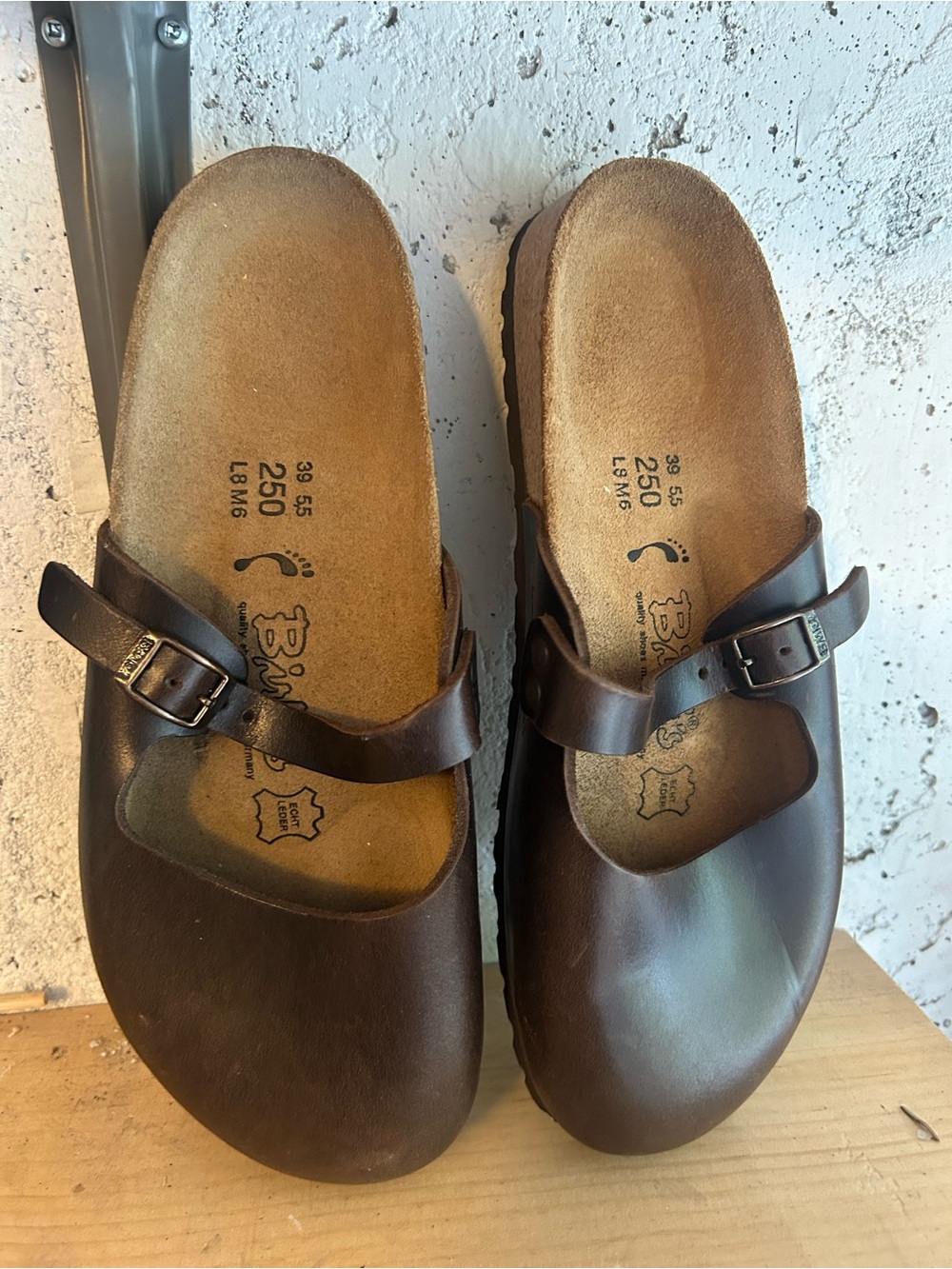Birkenstock Maria Brown Leather Slip-On Clogs with Buckle